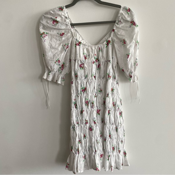NWT For Love and Lemons Floral Tarte Eyelet Ruched Dress NWT Size M - Picture 5 of 9